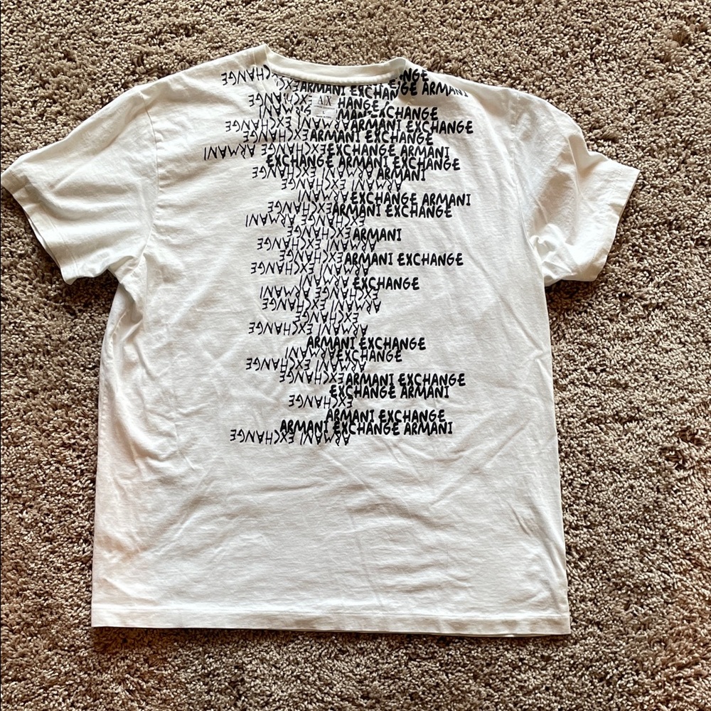 Gently worn Armani Exchange White Slim Fit Tee with Black Logo size large
